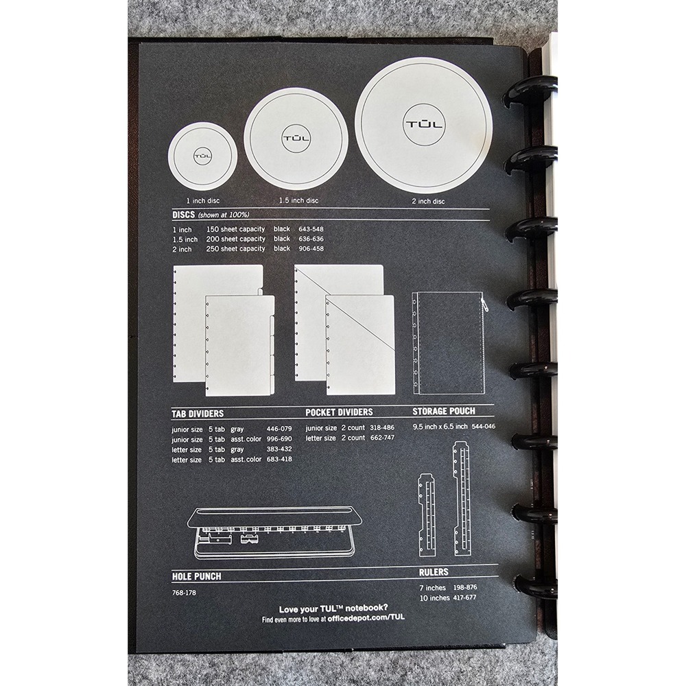 TUL Discbound Notebook A5 With Leather Cover Junior Size, 60 Sheets, Black NWOT - Picture 10 of 10